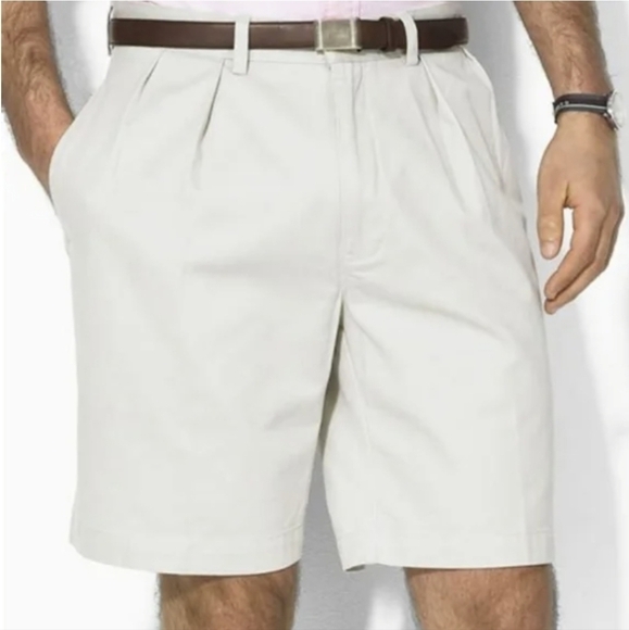 Polo by Ralph Lauren Tan Khaki Four Pocket Classic Pleated Tyler Shorts Size 40 - Picture 1 of 9